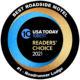 USA Today 10Best Readers' Choice 2021 logo showing Roadrunner Lodge named #1 Best Roadside Motel